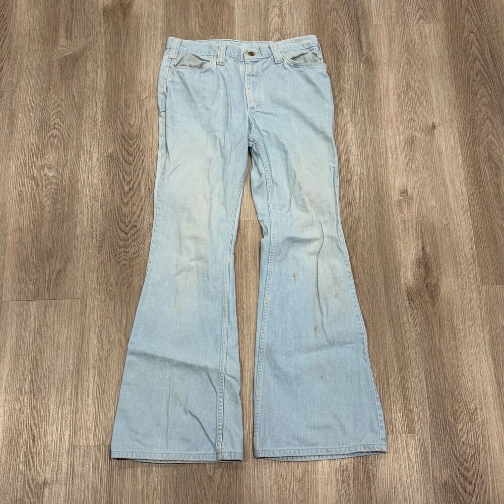 Vintage 70s Lee Flare Pants Mens 32x32 Blue Bell Bottom Western Boot Cut Talon